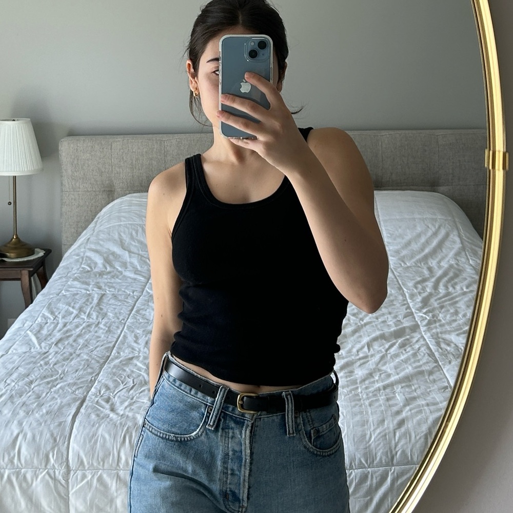 Black leather belt